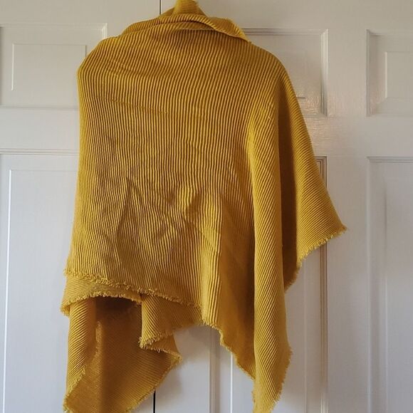 MUSTARD YELLOW GOLD WRAP SCARF FRINGE 29" by 72" - Picture 4 of 5